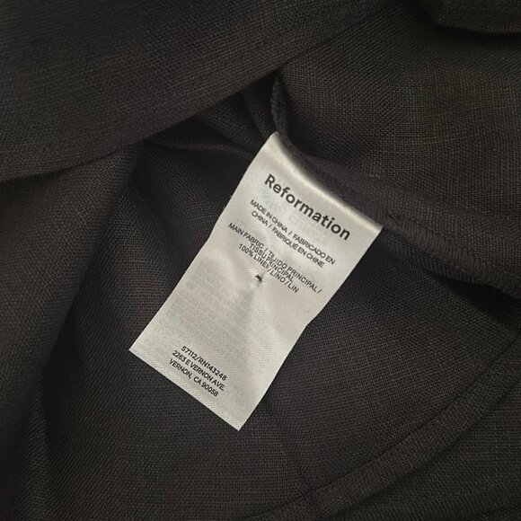 NEW Reformation Tagliatelle  Linen Black Midi Dress Lace Detail | size 4 - Picture 9 of 14